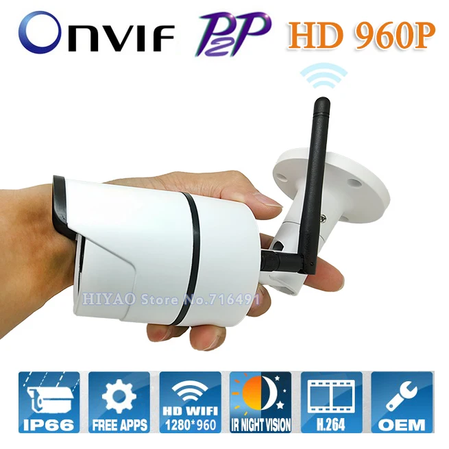  Free Shipping 960P 1.3 MegaPixel IP wireless camera Night Vision  PnP  Wireless IP Camera Wifi Outdoor camera mini Waterproof 