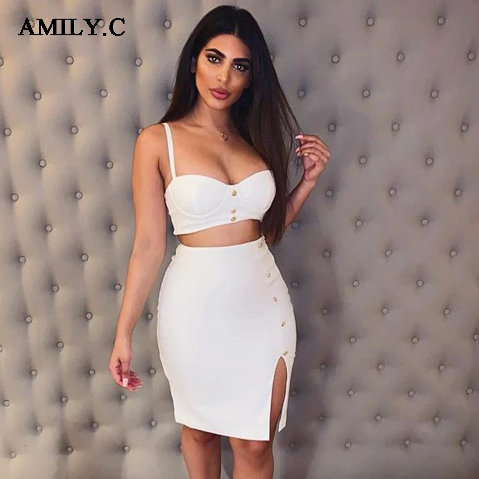 Amily.c 2020 новое летнее белое черное женское облегающее Бандажное платье Vestido 2 из
