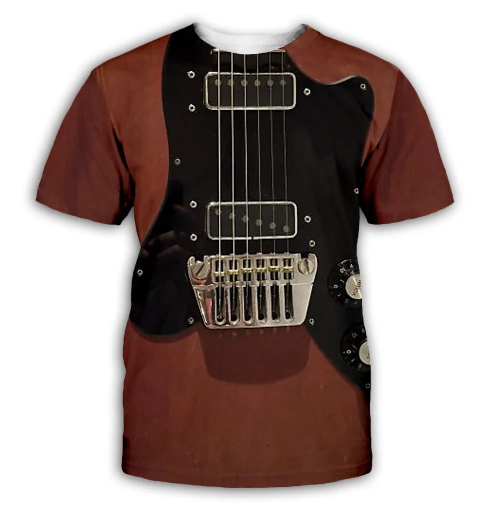 

Guitar art Musical instrument 3D full printing fashion t shirt 3D print hip hop style tshirt streetwear casual summer style-5