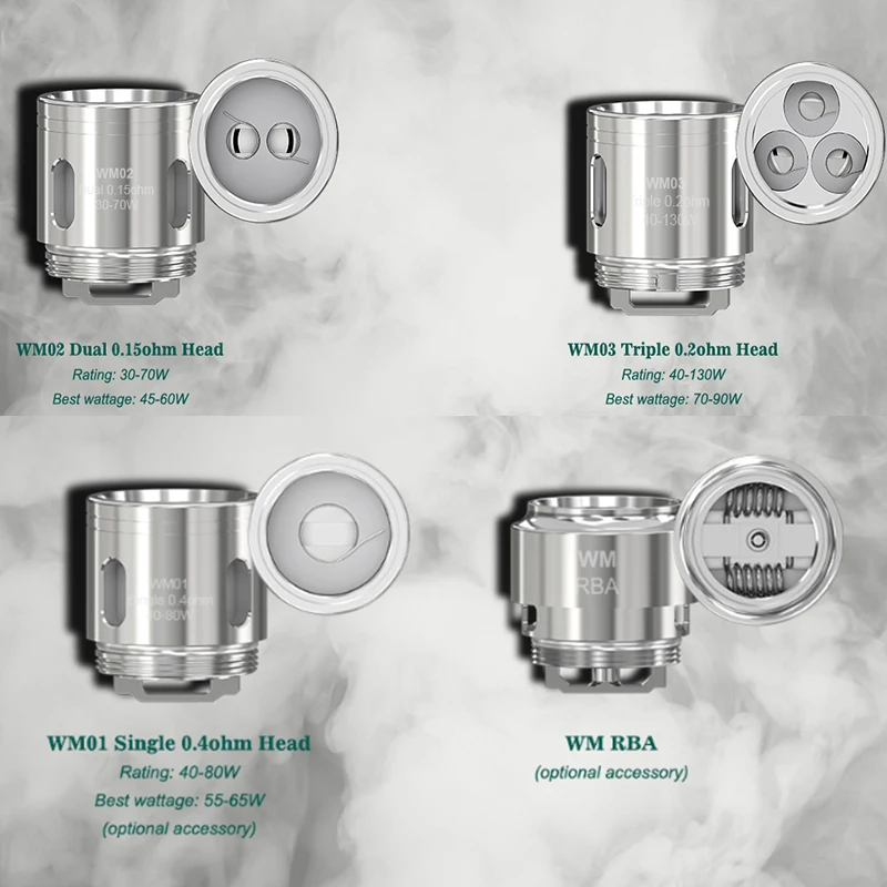 Wismec WM01 Single Coil 0.4ohm WM02 Dual Coil 0.15ohm WM03 Triple Head 0.2ohm E Cigarette GNOME Coil Evaporator For Reuleaux RX GEN3 GNOME Tank 04