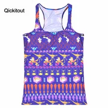 Qickitout топы летние женские блузки без бретелек без рукавов с цифровым принтом повседневные фиолетовые национальные топы на бретелях женские жилеты