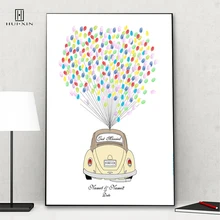 Delicated свадебный автомобиль бесплатно Пользовательское имя, дата DIY отпечаток пальцев Подпись Гостевая книга для участия вечерние свадебные юбилей