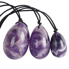 Просверленный натуральный аметист иони яйцо таза Кегеля Упражнение Нефритовое яйцо подтяжка вагинальных мышц хрустальный шарик массажный камень