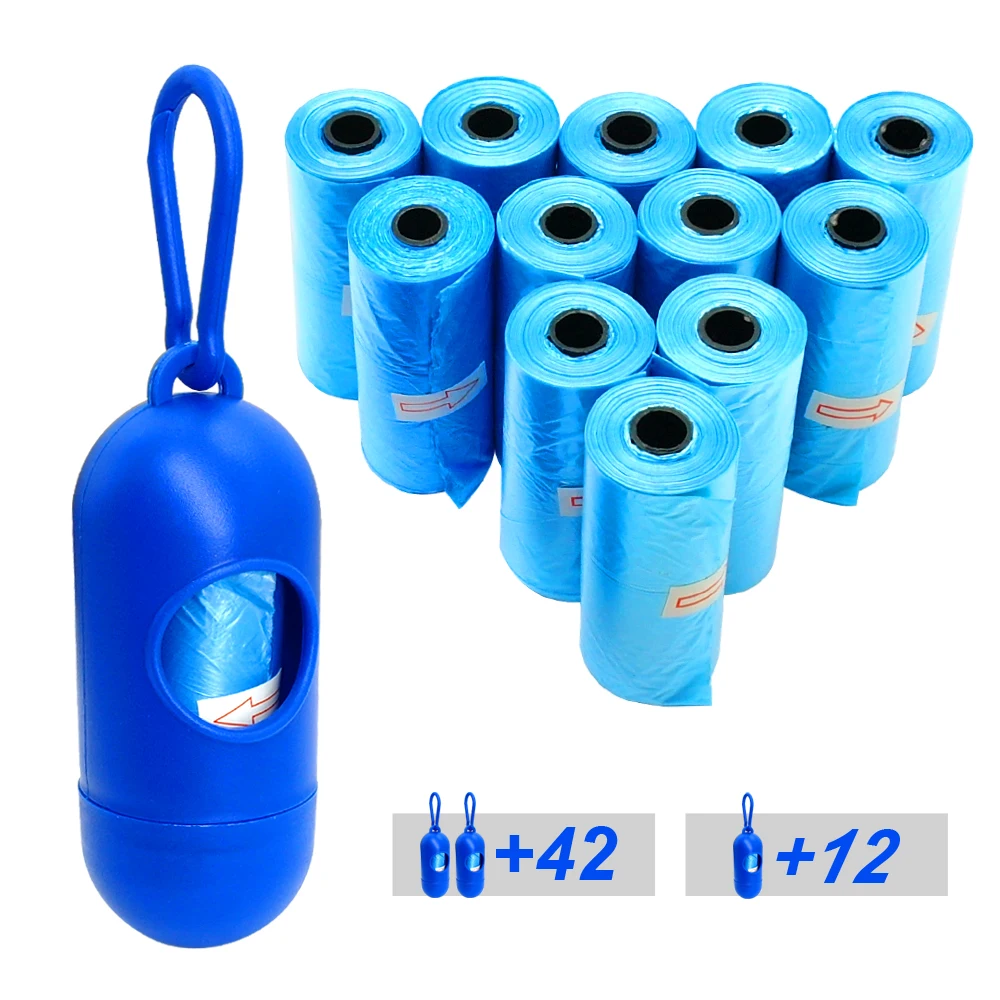 

12/42 Rolls Degradable Pet Dog Waste Poop Bag with FREE Bone Dispenser Durable Clean up Refills Bulk Roll Shit Picking Bags