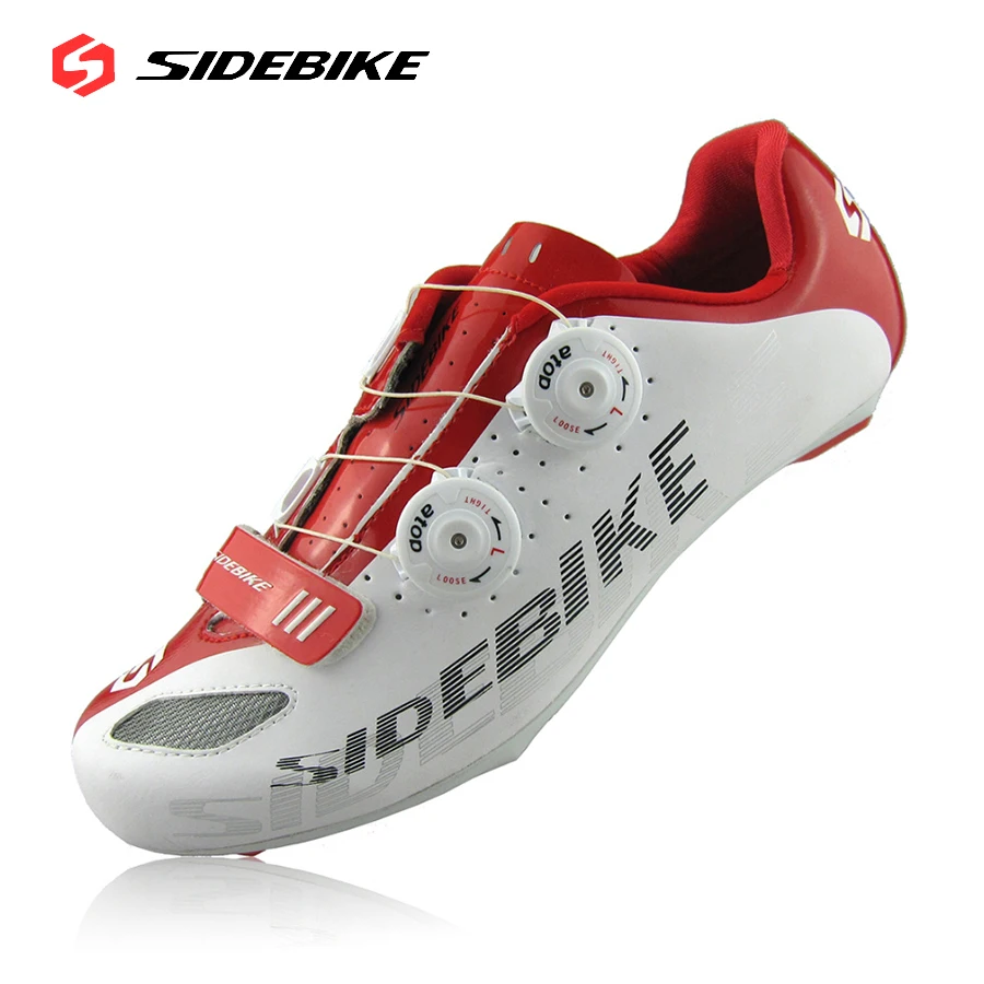 

2016 SIDEBIKE Mens Road Cycling Shoes Black White Color Breathable Bicycle Self-locking Bike Shoes Size 40-46 Chaussure De Velo