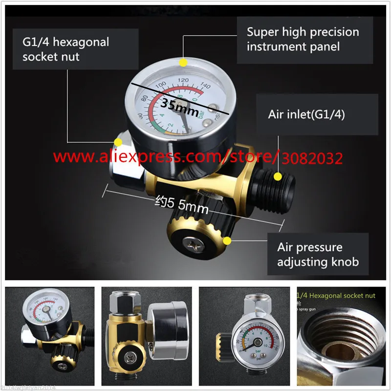 Пневматический пистолет-распылитель, регулятор давления, автоматический распылитель краски, Регулятор воздуха, пистолет-распылитель, регулируемый регулирующий манометр, инструмент для воздуха