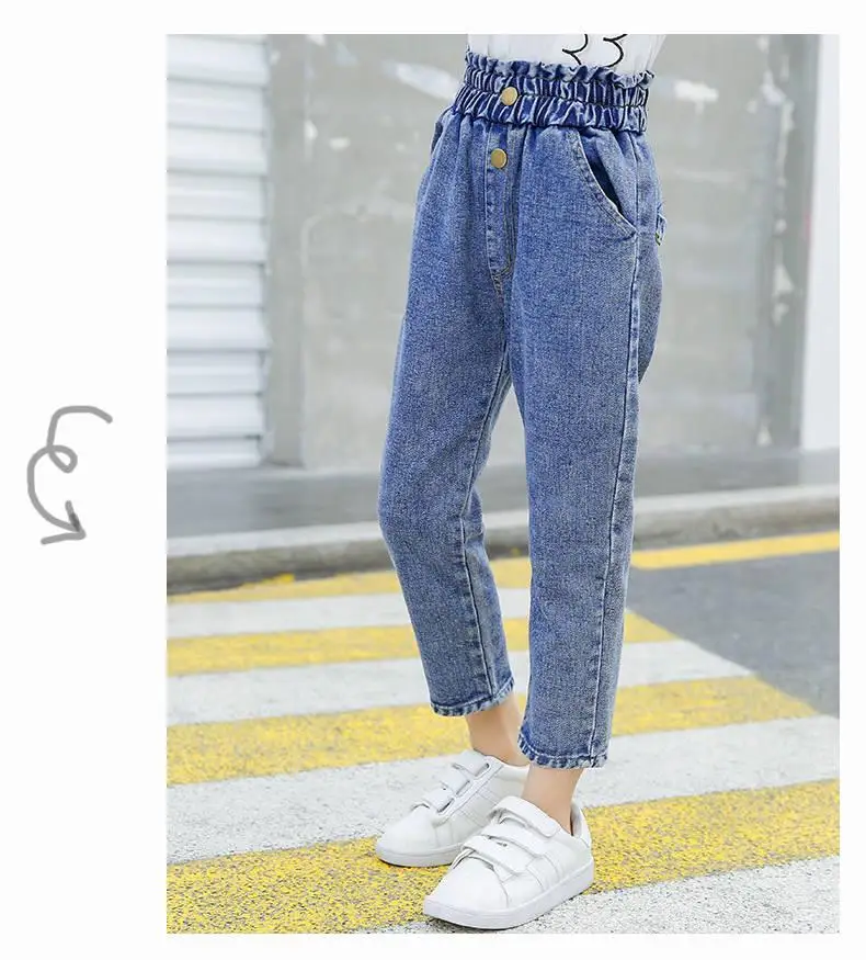 Spring Autum Children Jeans Pants Solid Kids Baby Jeans Casual Style Kids Denim Leggings For Girls Teenage Clothes N04