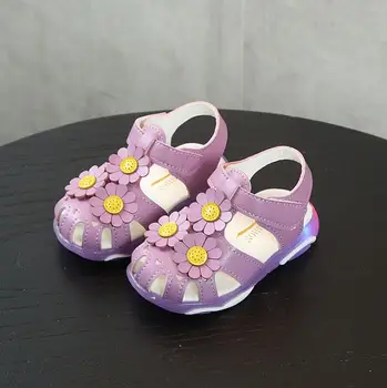 

Baby Toddler Girls Summer Shoes Children Sandals With Light Up Breathable Soft Kids Girls Sandals Size 21-25