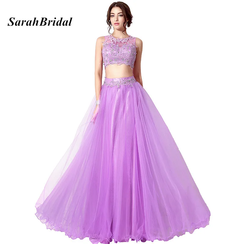 Goedkope In Voorraad Lila 2 Stuk Prom Jurken Met Kant Applicaties Lange Crop Top En Rok Avondjurk Formele Party jassen Voor Vrouwen Goedkope In Voorraad Lila 2 Stuk Prom Jurken Met Kant Applicaties Lange Crop Top En Rok Avondjurk Formele Party jassen Voor Vrouwen