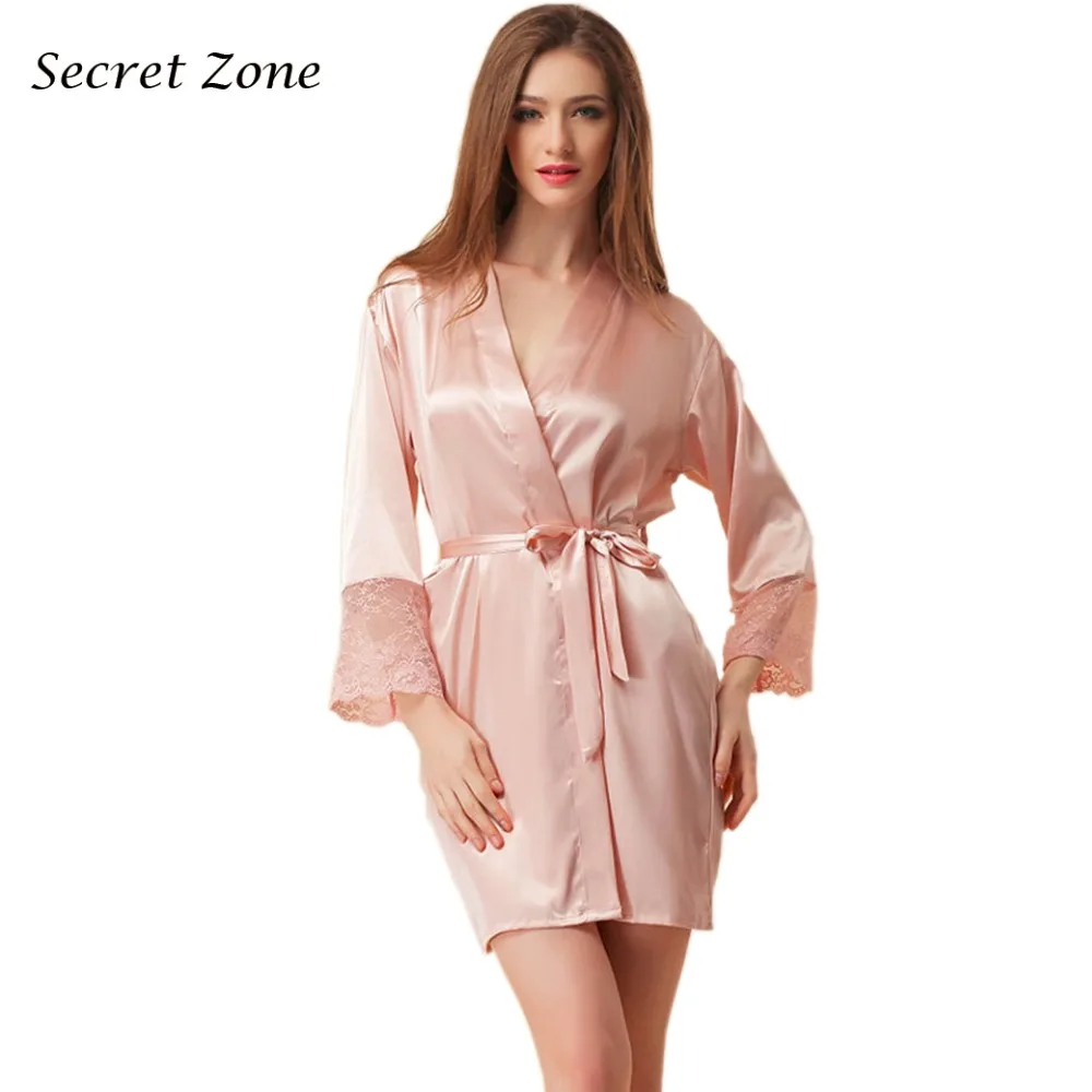 Secret Zone Sexy Lace Full font b Women b font Single Robe With font b Belt