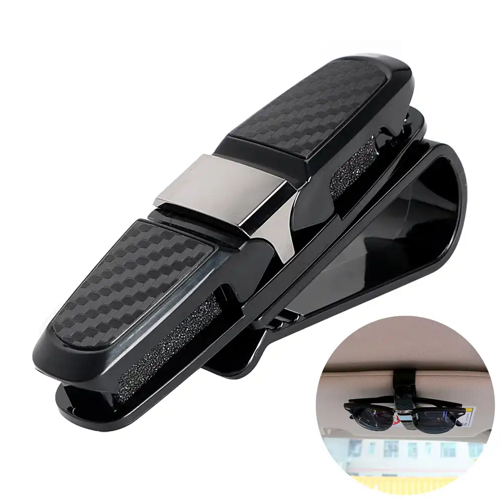 DESON 2 Pcs Car Glasses Holder Clip Car Sun Visor Glasses Holder Universal Leather Sunglasses Holder Clip for Car