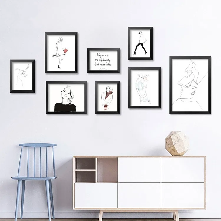 

2017 New Design Simple Fashion Women Lady Painting on Canvas Poster Print Plaints Picture For Living Room home decor GX