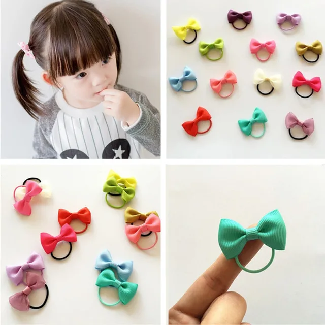 

10Pcs/Lot Mini Hair Rope Cute Ribbon Bow Baby Girl Elastic Hair Rubber Bands Ring for Children Hair Ties Scrunchies Ornaments