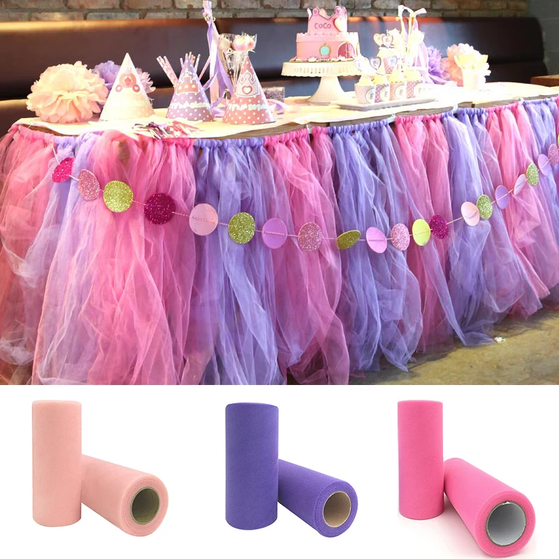 White Blue Tulle Pink Sheer Organza Fabric wedding decoration Roll 15cm 25 Yards rolls 25yd Tutu tablecloth skirt runner reel
