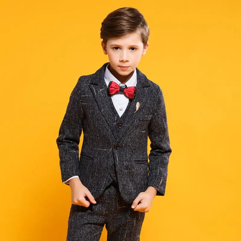 

2019 New Baby Boy Suit For Wedding Piano Party Children Boys Blazer+Vest+Pant+Shirt 3/4Pcs Kids Boys Suits Formal Clothes Y143