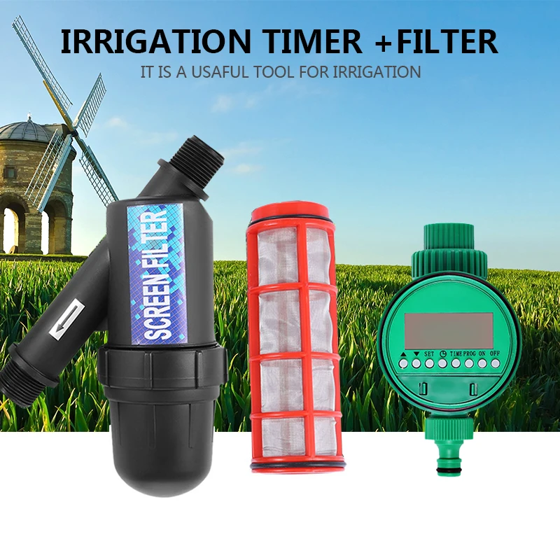 

Garden Watering Metal Net Filter with timer Screen Sprayer 3/4 Inch 120 Mesh Gardening Drip Irrigation Fountain Tools Hot sale