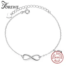 FOREWE Real 925 серебряный браслет с кристаллами для женщин Бесконечность браслет в виде цепочки Мода Серебро 925 ювелирные изделия подарок