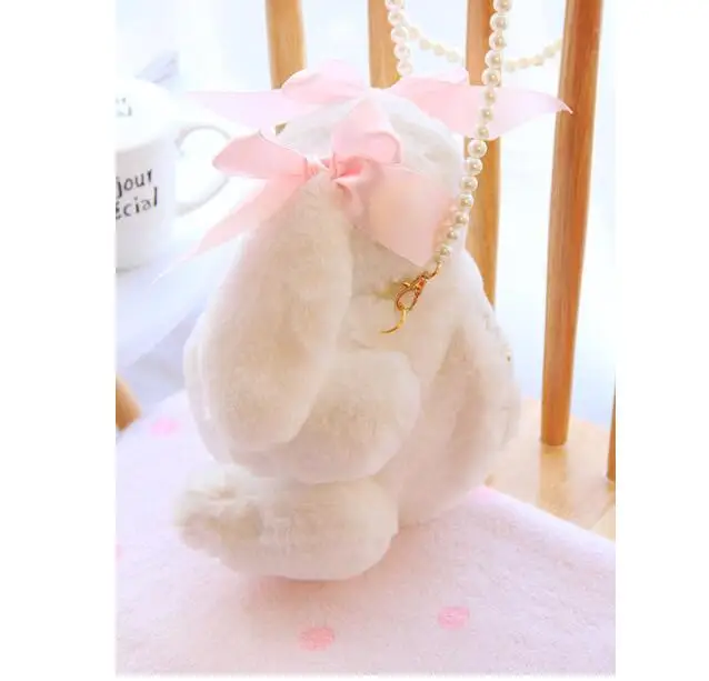 Милый Плюшевый Кролик сумка на плечо японский Kawaii Кролик мультфильм жемчужная игрушка детская школьная сумка подарок Детская игрушка для маленькой девочки
