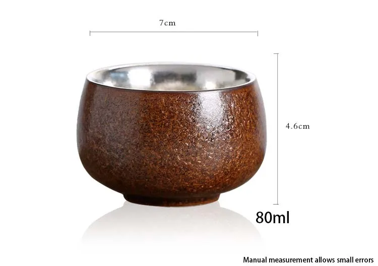 80 мл ручной работы японский грубая драгоценных металлов чистого серебра Чай