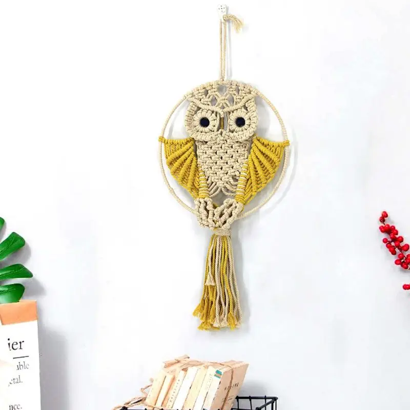 Macrame Wall Hanging Art Owl Woven Tapestry macrame wall hanging Home Decor Apartment Dorm Room Decoration