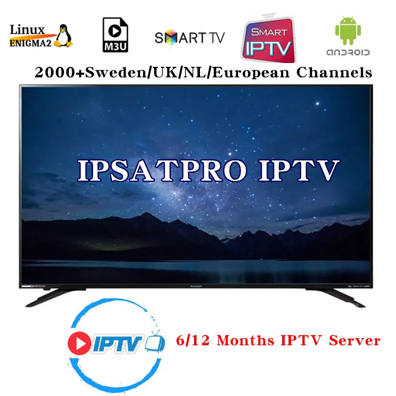 6/12 месяцев Европа IP ТВ ipsatpro подписка код 2000 Каналы Германия Великобритания французский арабский шведская IPTV приставка для Смарт android tv box