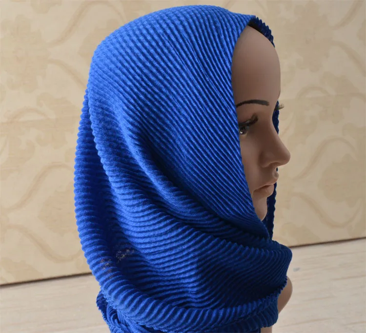 Для женщин пульсация морщин шарф, хлопок из вискозы, простые шарф, мусульманский головной убор сплошной цвет, мусульманская хиджаб