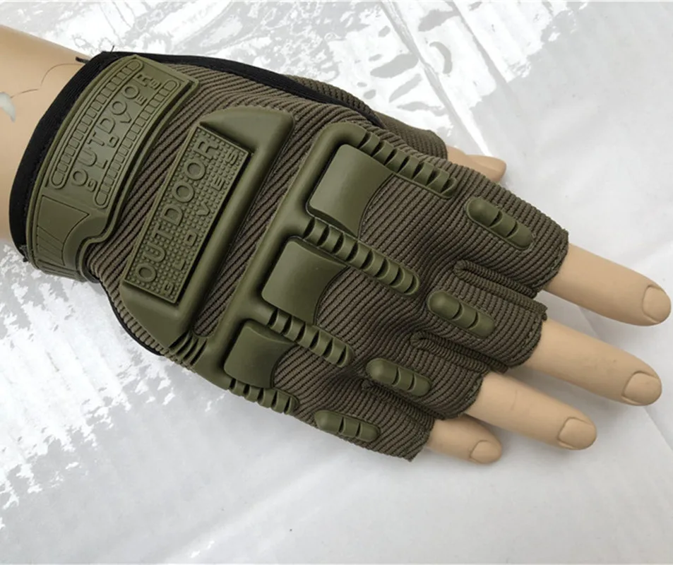 Мужские тактические перчатки военные армейские перчатки без пальцев Спорт на открытом воздухе противоскользящие перчатки Пейнтбол страйкбол велосипед - Цвет: Olive Green