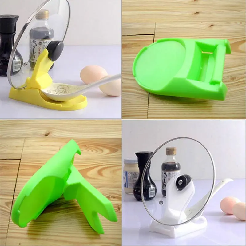 Kitchen Tool Good Helper Mini Plastic Pot Pan Cover Lid Shell Stand Shelf Holder Racks Ladle