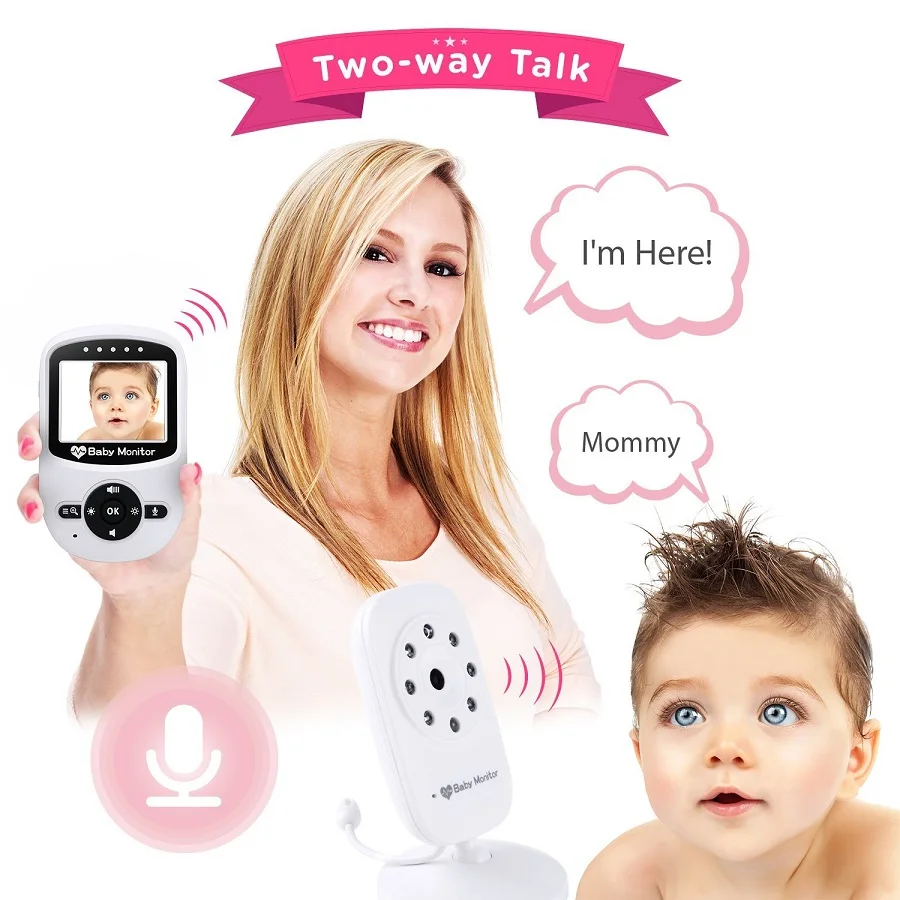 Babykam детский монитор с камерой 2,4 дюймов ИК ночного видения монитор температуры колыбельные 2X зум видеоняня монитор