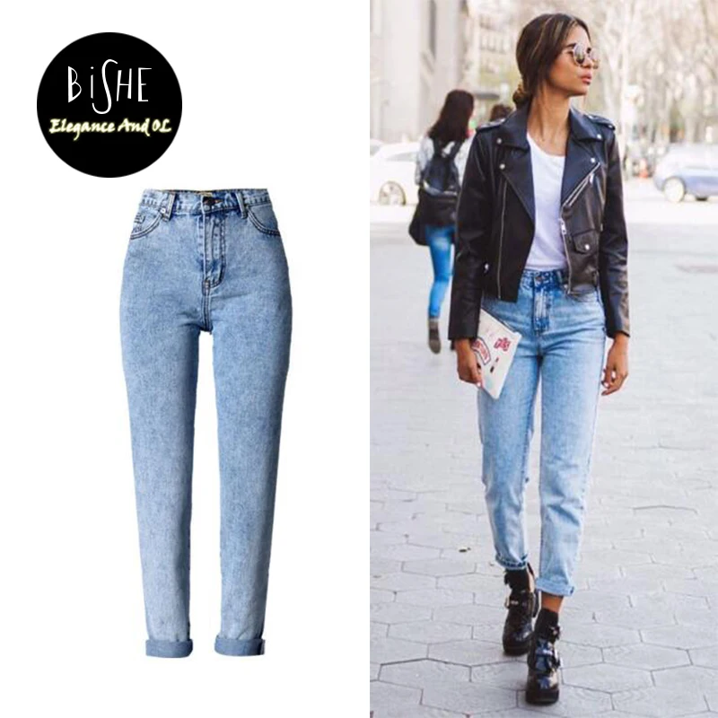 Bishe 2017 Moda Vintage Camiseta Pantalones Vaqueros De Cintura