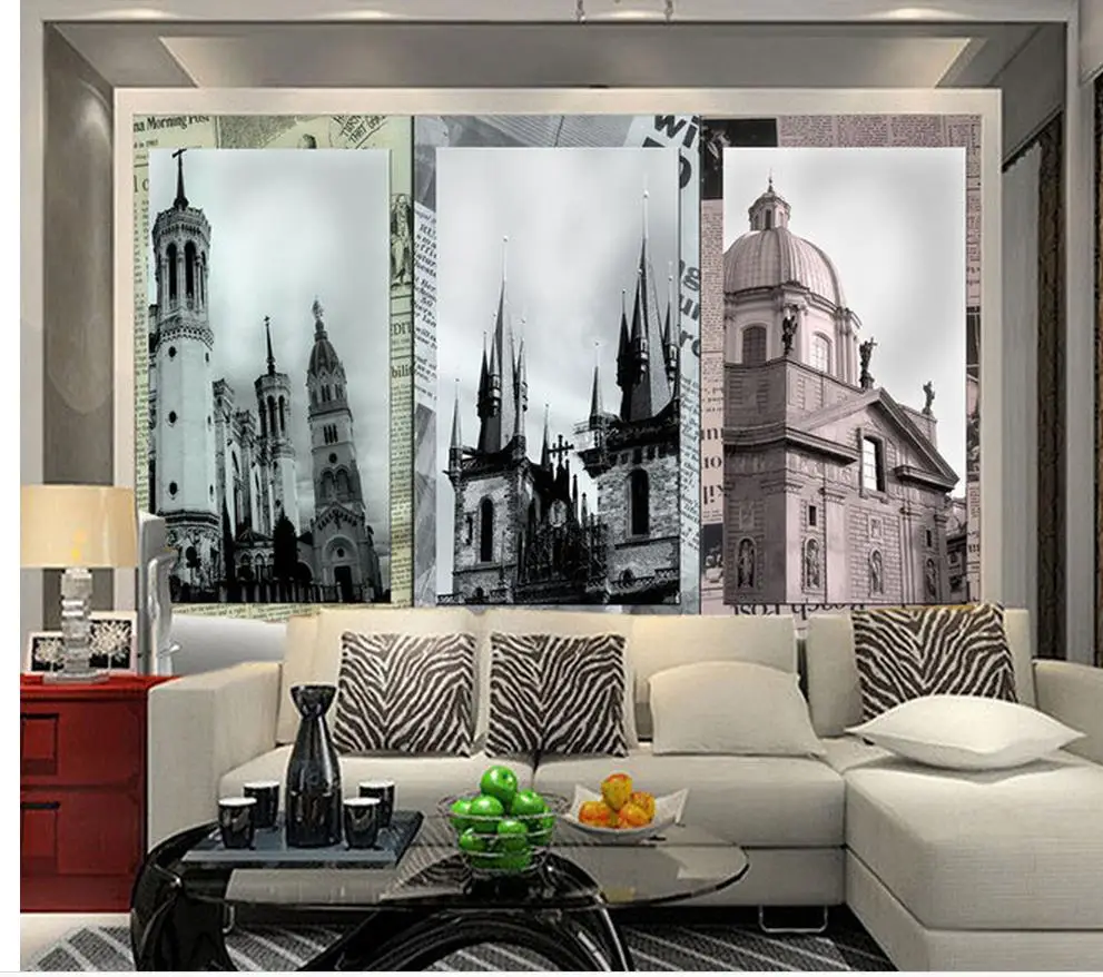 Benutzerdefinierte 3d tapete nostalgischen retro design europäischen architektonischen kulisse dekorative malerei foto 3d wallpaperchina