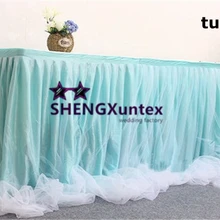 Бирюзовый Цвет Ice Шелковый Юбка для стола с Пряжа Ткань украшения