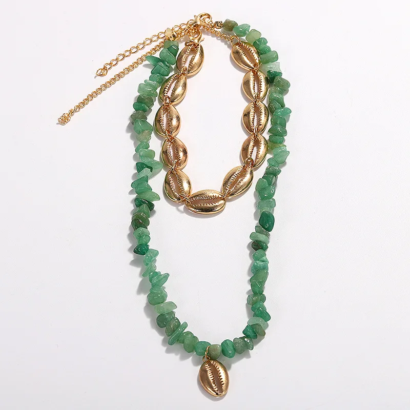 ZA Fashion Multicolor Beaded Stone Chokers Necklace for Women Bohemia Gold Shell Chain Statement Pendant Jewelry 2020 | Украшения и