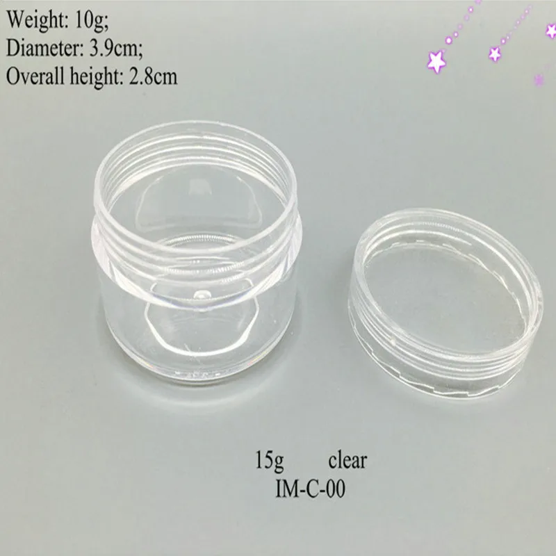

High Quality 50 sets 15ml 15g Clear Pots with Clear Lids Mini Cosmetic Empty Jar Pot Eyeshadow Makeup Face Cream Container