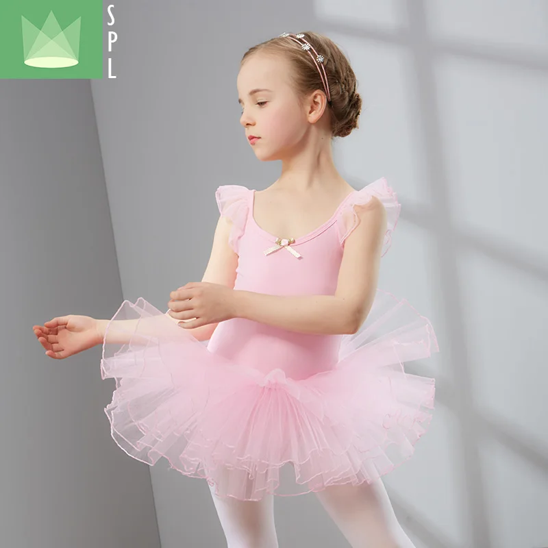 Children Ballet Tutu Suit Girls Summer Dancing Clothes Short Sleeve
