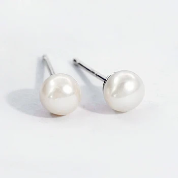

DUOTANG FLASH DEALS 100% Trendy 925 Sterling Silver Stud Earrings Fashion Round Pearl Earrings For Women Silver Jewelry Gift