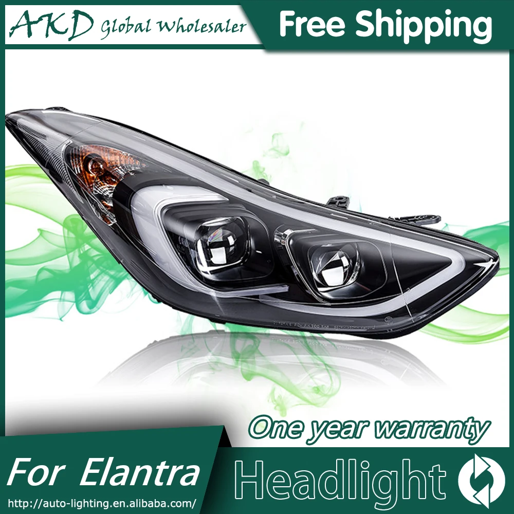 AKD автомобильный Стайлинг для 2012- фары для автомобиля Hyundai Elantra MD светодиодный фонарь DRL Q5 Bi Xenon объектив Высокий Низкий луч парковка противотуманная фара