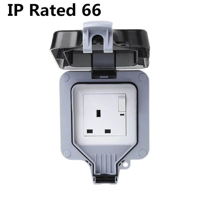 

1 SET Outdoor Wall Switch Socket IP66 Weather&Dust Proof Power Outlet UK Standard Electrical Equipment Sockets