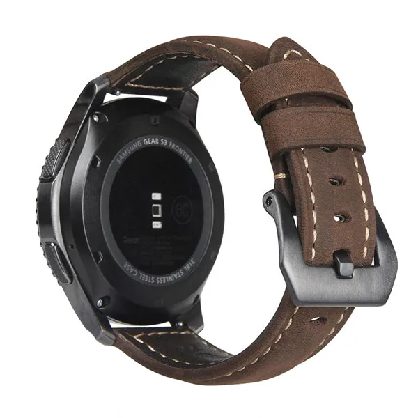 Качественный ремешок из натуральной кожи для часов samsung Galaxy Watch 42 мм 46 мм с универсальной черной пряжкой быстрая замена ремешков
