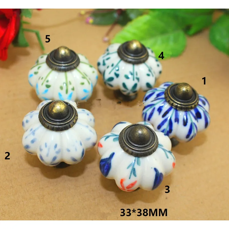 Bulk Vintage Pumpkin Knobs European Furniture Handles Ceramic
