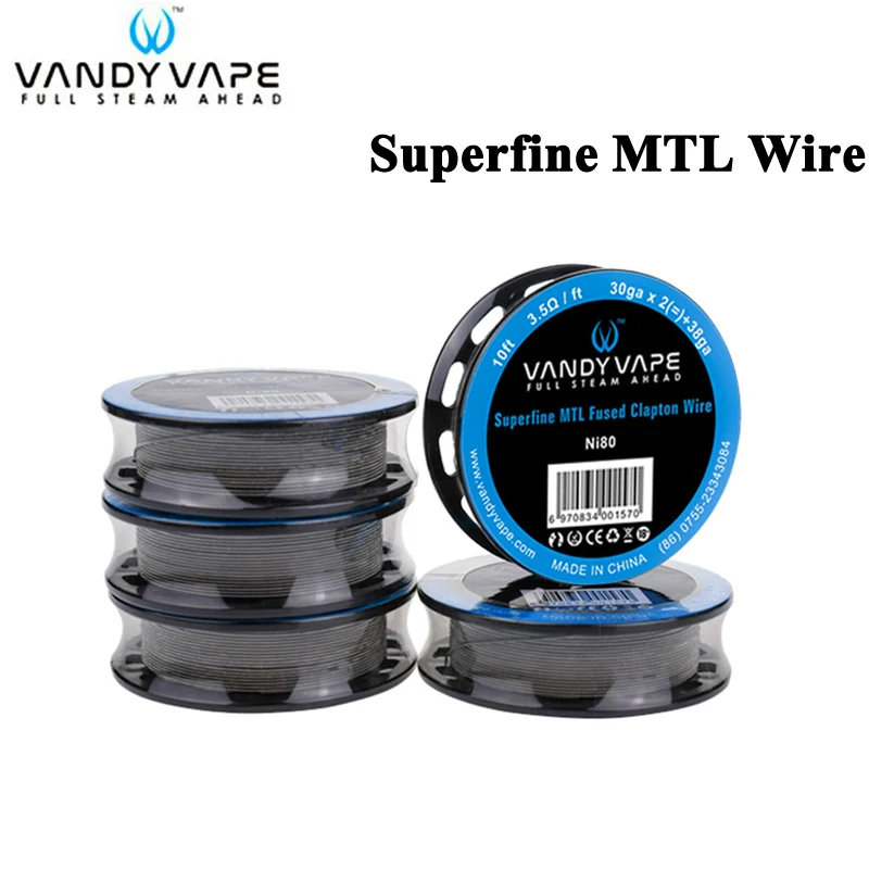 

Original Vandy Vape Superfine MTL Fused Clapton Wire Ni80 30ga x 2(=)+38ga 10ft / SS316L30ga X 2(=)+38ga 10ft Fit MTL RTA RDA