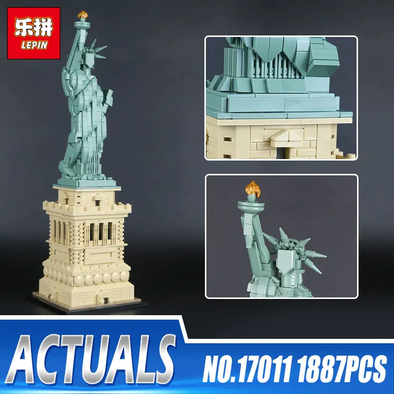 Lepin Architecture 17011 Model compatible Legoing 21042 Statue of Liberty Set Building Blocks Bricks Toys For Children Gifts hot toys nanoblock world famous architecture statue of liberty building blocks mini construction brick model iblock fun for kid