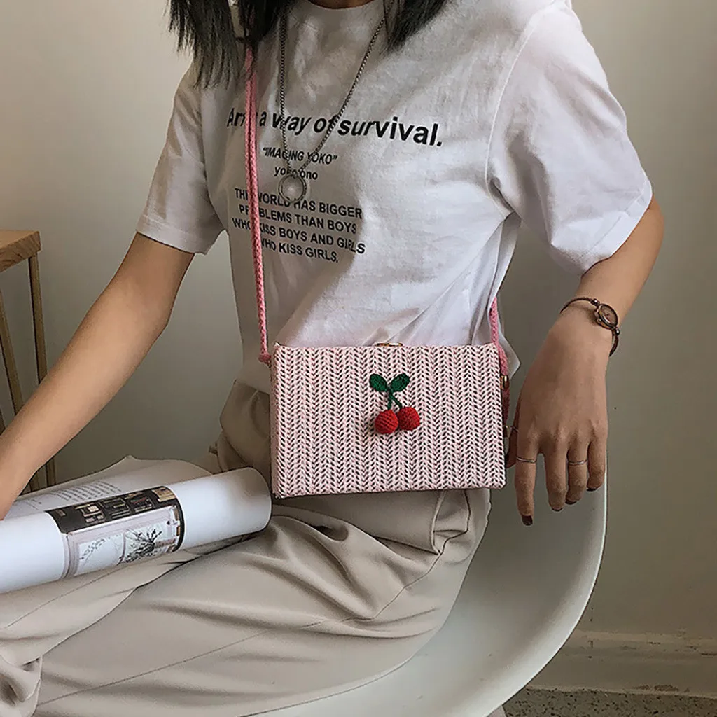 

Woman Shoulder Bags Trendy Summer Square Pack New Fashion Casual Wild Bag Messenger Shoulder Bag Weaving Bag sac main femme