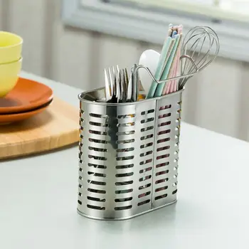 

304 Stainless Steel Hanging Cutlery Holder Drainer Spoon Fork Chopsticks Storage Basket Rack Kitchen Accessories Tools Organizer