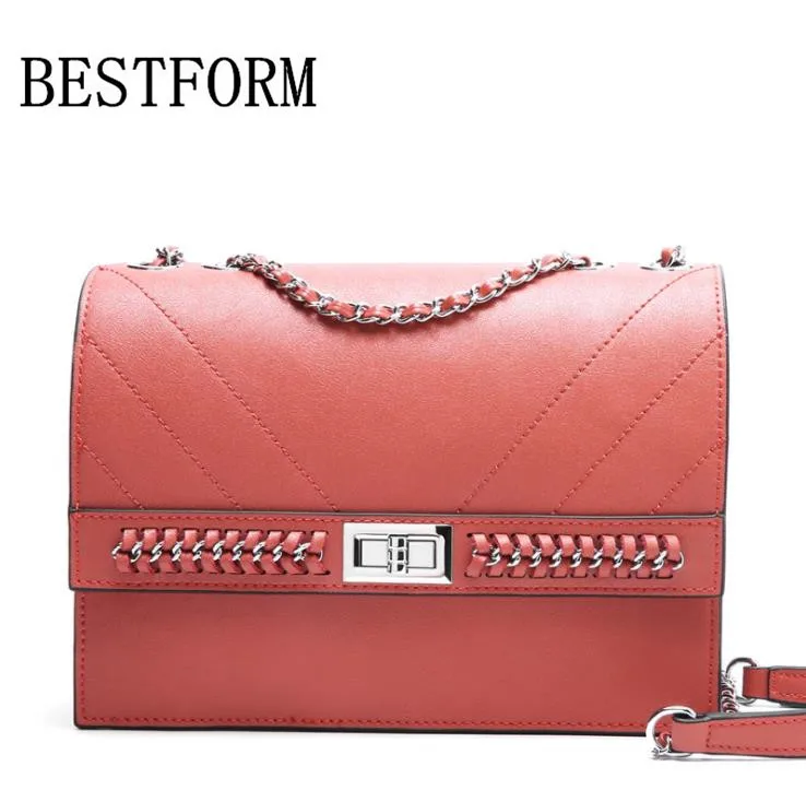 

100% leather handbag small leather shoulder bag female new summer new fashion leather wild chain slanting small square bag