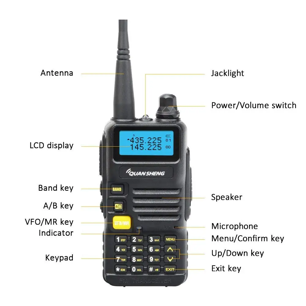 Портативная рация Quansheng портативная VHF UHF два диапазона дальний радиус действия
