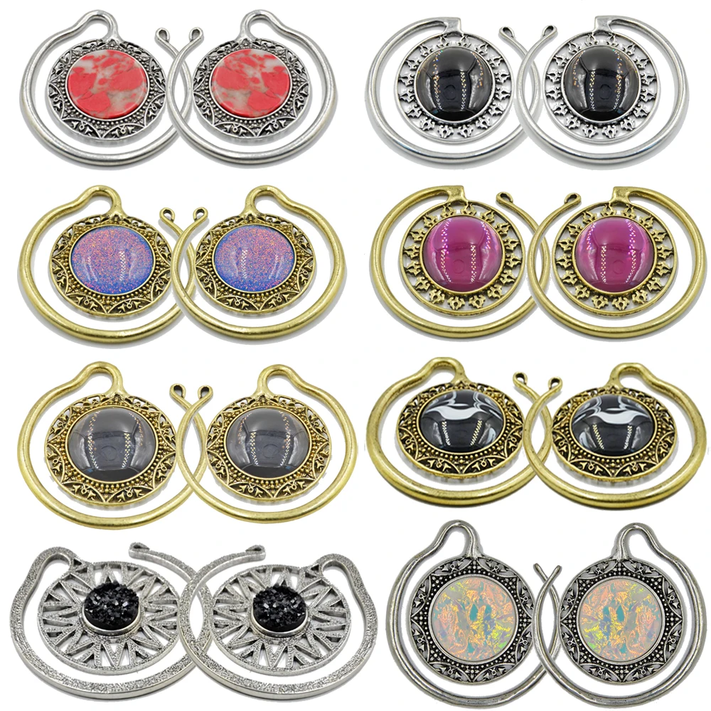 

BOG-Pair Brass Tribal Indian Beaded Ethnic Antique Design Ear weight Tribal New Style India Ear Taper Expander Plug Earrings