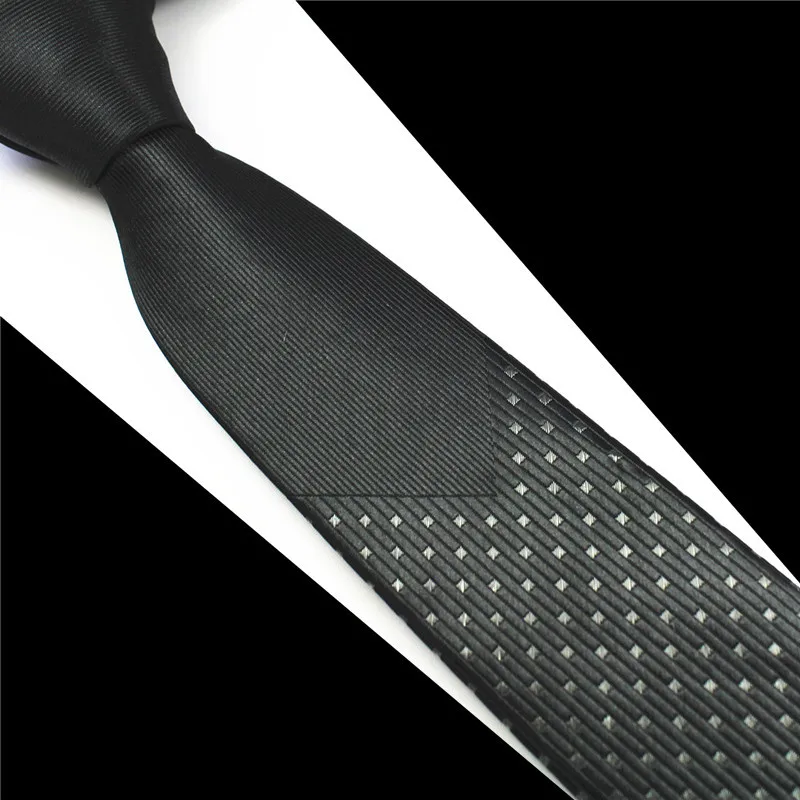 Мужской галстук, модный тонкий галстук, Полиэстеровые жаккардовые галстуки для мужчин, черный горошек, мужская деловая рубашка, галстук, одежда и аксессуары
