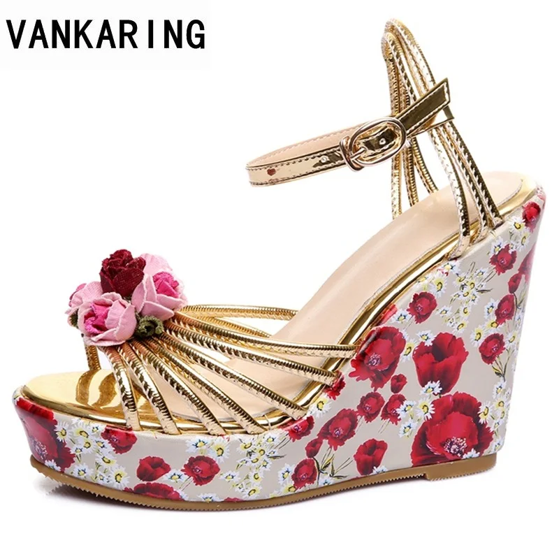 

VANKARING wedge high heels women sandals 2018 new fashion platform sexy high heels women gladiator sandals dress party ladies
