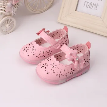 

DHL 50pair Spring Summer Princess Baby Shoes Cute Bow Hollow LED Light Girl Leather Shoes Toddler First Walkers